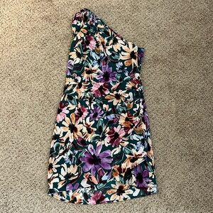 Multicolor floral one shoulder dress